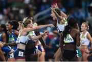20 August 2016; The Great Britain team celebrate following finishing third in the Women's 4 x 400m final in the Olympic Stadium during the 2016 Rio Summer Olympic Games in Rio de Janeiro, Brazil. Photo by Ramsey Cardy/Sportsfile