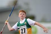 21 August 2016; David Dunican, Ferbane. Co. Offaly, competing in the Boys U14 Javelin at Weekend 2 of the Community Games National Festival at Athlone I.T in Athlone, Co Westmeath. Photo by Seb Daly/Sportsfile