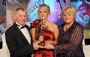 13 November 2010; Yvonne McMonagle, from Glenfin, Co. Donegal, with her parents John and Anne McMonagle, and her All Star award at the O'Neills TG4 Ladies Football All-Star Awards 2010, Citywest Hotel, Saggart, Co. Dublin. Picture credit: Brendan Moran / SPORTSFILE