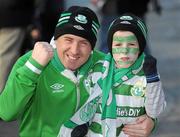 14 November 2010; Shamrock Rovers supporters Gerry Desmond and his son Lennon, age 6, from Lucan. FAI Ford Cup Final, Shamrock Rovers v Sligo Rovers, Aviva Stadium, Lansdowne Road, Dublin. Picture credit: Brian Lawless / SPORTSFILE