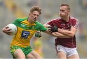 21 August 2016; Kieran Gallagher of Donegal in action against Seán Raftery of Galway during the Electric Ireland GAA Football All-Ireland Minor Championship Semi-Final game between Donegal and Galway at Croke Park in Dublin. Photo by Eóin Noonan/Sportsfile
