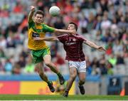 21 August 2016; Mark Curran of Donegal in action against Desmond Conneely of Galway during the Electric Ireland GAA Football All-Ireland Minor Championship Semi-Final game between Donegal and Galway at Croke Park in Dublin. Photo by Eóin Noonan/Sportsfile