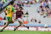 21 August 2016; Desmond Conneely of Galway scoring his side's first goal during the Electric Ireland GAA Football All-Ireland Minor Championship Semi-Final game between Donegal and Galway at Croke Park in Dublin. Photo by Eóin Noonan/Sportsfile