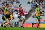 21 August 2016; Desmond Conneely of Galway celebrates after scoring his side's first goal during the Electric Ireland GAA Football All-Ireland Minor Championship Semi-Final game between Donegal and Galway at Croke Park in Dublin. Photo by Eóin Noonan/Sportsfile