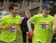 21 August 2016; Jockeys Shane Foley, left, and Ronan Whelan who finished joint-first of the jockeys in the 10km race at The Jog For Jockeys in aid of Irish Injured Jockeys. Over 400 runners took part in the annual Jog For Jockeys 5km and 10km charity runs in aid of Irish Injured Jockeys at the Curragh Racecourse in Kildare today. Photo by Piaras Ó Mídheach/Sportsfile