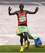 21 August 2016; Eliud Kipchoge of Kenya winning the Men's Marathon during the 2016 Rio Summer Olympic Games in Rio de Janeiro, Brazil. Photo by Brendan Moran/Sportsfile