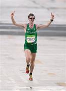 21 August 2016; Paul Pollock of Ireland celebrates after finishing 32nd in the Men's Marathon during the 2016 Rio Summer Olympic Games in Rio de Janeiro, Brazil. Photo by Brendan Moran/Sportsfile