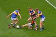 21 August 2016; Cillian O’Connor of Mayo in action against Tipperary's, from left, Philip Austin, George Hannigan and Colm O’Shaughnessy during the GAA Football All-Ireland Senior Championship Semi-Final game between Mayo and Tipperary at Croke Park in Dublin. Photo by Piaras Ó Mídheach/Sportsfile