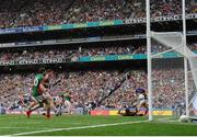 21 August 2016; Jason Doherty of Mayo shoots to score his side's first goal during the GAA Football All-Ireland Senior Championship Semi-Final game between Mayo and Tipperary at Croke Park in Dublin Photo by David Maher/Sportsfile