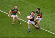 21 August 2016; Conor Sweeney of Tipperary in action against Colm Boyle, left, and Brendan Harrison of Mayo during the GAA Football All-Ireland Senior Championship Semi-Final game between Mayo and Tipperary at Croke Park in Dublin. Photo by Piaras Ó Mídheach/Sportsfile