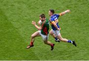 21 August 2016; Séamus O'Shea of Mayo in action against Kevin O'Halloran of Tipperary during the GAA Football All-Ireland Senior Championship Semi-Final game between Mayo and Tipperary at Croke Park in Dublin. Photo by Piaras Ó Mídheach/Sportsfile