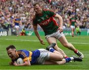 21 August 2016; Kevin O'Halloran of Tipperary in action against Colm Boyle of Mayo during the GAA Football All-Ireland Senior Championship Semi-Final game between Mayo and Tipperary at Croke Park in Dublin. Photo by David Maher/Sportsfile