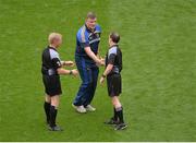 21 August 2016; Tipperary manager Liam Kearns shakes hands with referee David Coldrick prior to the GAA Football All-Ireland Senior Championship Semi-Final game between Mayo and Tipperary at Croke Park in Dublin. Photo by Piaras Ó Mídheach/Sportsfile