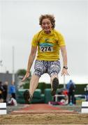 21 August 2016; Mary Barrett of Loughrea AC, Co Galway, competing in the 55+ Womens Long Jump event during the GloHealth National Master Track & Field Championship 2016 at Tullamore Harriers Stadium in Tullamore, Co Offaly. Photo by Sam Barnes/Sportsfile