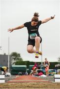21 August 2016; Shirley Fennelly of Tramore AC, Co Waterford, competing in the 45+ Womens Long Jump event during the GloHealth National Master Track & Field Championship 2016 at Tullamore Harriers Stadium in Tullamore, Co Offaly. Photo by Sam Barnes/Sportsfile