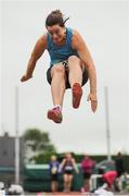 21 August 2016; Ursula Barrett of St Brendans AC, Co Kerry, competing in the 40+ Womens Long Jump event during the GloHealth National Master Track & Field Championship 2016 at Tullamore Harriers Stadium in Tullamore, Co Offaly. Photo by Sam Barnes/Sportsfile