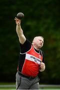 21 August 2016; Damien Crawford of Lifford Strabane AC, Co Donegal, competing in the 35-49  Mens Shot Put event during the GloHealth National Master Track & Field Championship 2016 at Tullamore Harriers Stadium in Tullamore, Co Offaly. Photo by Sam Barnes/Sportsfile