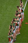 21 August 2016; The Mayo team stand for the National Anthem prior to the GAA Football All-Ireland Senior Championship Semi-Final game between Mayo and Tipperary at Croke Park in Dublin. Photo by Piaras Ó Mídheach/Sportsfile