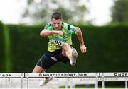 21 August 2016; Ger Cremin of An Riocht AC, Co Kerry, on his way to winning the 35+ Mens 110m Hurdles event during the GloHealth National Master Track & Field Championship 2016 at Tullamore Harriers Stadium in Tullamore, Co Offaly. Photo by Sam Barnes/Sportsfile