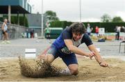 21 August 2016; John Wallace of Ratoath AC, Co Meath, competing in the 50+ Mens Long Jump event during the GloHealth National Master Track & Field Championship 2016 at Tullamore Harriers Stadium in Tullamore, Co Offaly. Photo by Sam Barnes/Sportsfile