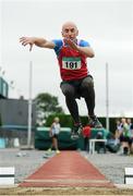 21 August 2016; Patrick Mahon of Gowran AC, Co Kilkenny, competing in the 55+ Mens Long Jump event during the GloHealth National Master Track & Field Championship 2016 at Tullamore Harriers Stadium in Tullamore, Co Offaly. Photo by Sam Barnes/Sportsfile