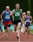 21 August 2016; Robert Bigger, 263, of Derry City Track Club, competing in the 55+ Mens 800m during the GloHealth National Master Track & Field Championship 2016 at Tullamore Harriers Stadium in Tullamore, Co Offaly. Photo by Sam Barnes/Sportsfile