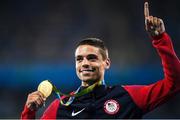 20 August 2016; Matthew Centrowitz of USA on the podium following his victory in the Men's 1500m final in the Olympic Stadium during the 2016 Rio Summer Olympic Games in Rio de Janeiro, Brazil. Photo by Ramsey Cardy/Sportsfile