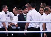 21 August 2016; AIBA President Dr Ching-Kuo Wu with referees and judges following the final boxing session at Riocentro Pavillion 6 Arena during the 2016 Rio Summer Olympic Games in Rio de Janeiro, Brazil. Photo by Stephen McCarthy/Sportsfile