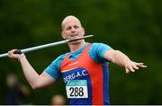 21 August 2016; Pat Minogue of Derg AC, Co Clare, competing in the 40+ Mens Javelin event during the GloHealth National Master Track & Field Championship 2016 at Tullamore Harriers Stadium in Tullamore, Co Offaly. Photo by Sam Barnes/Sportsfile