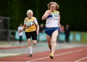 21 August 2016; Anne Maguire of St Annes AC, Co Wexford, competing in the 65+ Womens 200m event during the GloHealth National Master Track & Field Championship 2016 at Tullamore Harriers Stadium in Tullamore, Co Offaly. Photo by Sam Barnes/Sportsfile