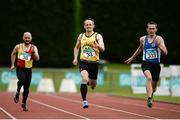 21 August 2016; Colm Lynch, 33, of Iveragh AC, Co Kerry, and Brendan Leahey, 333, of Waterford  AC, Co Waterford, competing in the 35+ mens 200m event during the GloHealth National Master Track & Field Championship 2016 at Tullamore Harriers Stadium in Tullamore, Co Offaly. Photo by Sam Barnes/Sportsfile
