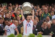 19 September 2010; Michael Shields, Cork, lifts the Sam Maguire. GAA Football All-Ireland Senior Championship Final, Down v Cork, Croke Park, Dublin. Picture credit: Dáire Brennan / SPORTSFILE