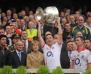 19 September 2010; Paul Kerrigan, Cork, lifts the Sam Maguire. GAA Football All-Ireland Senior Championship Final, Down v Cork, Croke Park, Dublin. Picture credit: Dáire Brennan / SPORTSFILE