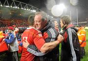 16 November 2010; Munster squad advisor Mick Galwey celebrates with Niall Ronan, left, and team manager Shaun Payne with James Coughlan after the game. Sony Ericsson Challenge, Munster v Australia, Thomond Park, Limerick. Picture credit: Diarmuid Greene / SPORTSFILE