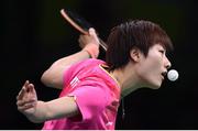 10 August 2016; Ning Ding of China competes in the Women's Single's Gold Medal Match between Ning Ding of China and Xiaoxia Li of China in the Riocentro Pavillion 3 Arena during the 2016 Rio Summer Olympic Games in Rio de Janeiro, Brazil. Photo by Stephen McCarthy/Sportsfile