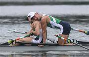 12 August 2016; Paul O'Donovan and Gary O'Donovan of Ireland celebrate after finishing second in the Men's Lightweight Double Sculls A final in Lagoa Stadium, Copacabana, during the 2016 Rio Summer Olympic Games in Rio de Janeiro, Brazil. Photo by Stephen McCarthy/Sportsfile