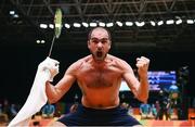 13 August 2016; Scott Evans of Ireland celebrates his victory in the Men's Singles Group Play Stage match between Scott Evans and Ygor Coelho de Oliveira at Riocentro Pavillion 4 Arena during the 2016 Rio Summer Olympic Games in Rio de Janeiro, Brazil. Photo by Stephen McCarthy/Sportsfile