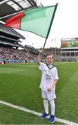 21 August 2016; eir Flagbearer Joshua Cosgrove, age 10, from Bellmullet, Mayo, at the All-Ireland Senior Championship Semi-Final game between Mayo and Tipperary at Croke Park in Dublin. Photo by David Maher/Sportsfile