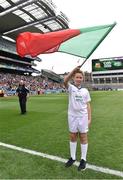 21 August 2016; eir Flagbearer Adam Scanlan, age 9, from Dublin, at the All-Ireland Senior Championship Semi-Final game between Mayo and Tipperary at Croke Park in Dublin. Photo by David Maher/Sportsfile