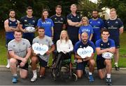 22 August 2016; Emma Fogarty, front row centre, a patient's ambassador from Debra Ireland, and Judith Gilsenan, Head of Fundraising and Marketing Debra Ireland, top row third from left, and Susan Woodcock, top row third from right, from Debra Ireland, join Leinster Rugby players, clockwise from top row left, Jamison Gibson Park, Noel Reid, Dominic Ryan, head coach Leo Cullen, Isa Nacewa, James Tracy, Tom Daly, Isa Nacewa, Hayden Triggs, Adam Byrne, and Peter Dooley, in attendance at Leinster Rugby HQ, UCD for the announcement of Aware and Debra Ireland as the Leinster charity partners for the next two seasons. Aware is a national organisation working since 1985 to provide support, education and information around depression and bipolar disorder. DEBRA Ireland was established to provide support services to patients and families living with the debilitating skin condition epidermolysis bullosa. The partnership will kick off on the 10th September with a trip for 28 lucky recipients – 14 from each charity - to the first away game in the Guinness PRO12 in Glasgow courtesy of Joe Walsh Tours, official travel partner of Leinster Rugby. For further information please check out leinsterrugby.ie/charitypartners and www.aware.ie and www.debraireland.org Photo by Cody Glenn/Sportsfile