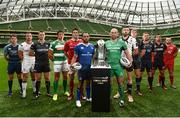 23 August 2016; Players, from left, LLoyd Williams of Cardiff Blues, Tommy Bowe of Ulster, Dan Lydiate of Ospreys, Alessandro Zanni of Benneton Treviso, Billy Holland of Munster, Isa Nacewa of Leinster, John Muldoon of Connacht, George Biagi of Zebre, Jonny Gray of Glasgow Warriors, Lewis Evans of Newport Gwent Dragons, Stuart McInally of Edinburgh and Ken Owen of Scarlets in attendance at the launch of the Guinness PRO12 2016/17 Championship at the Aviva Stadium in Dublin. Photo by Sam Barnes/Sportsfile