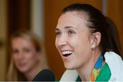 23 August 2016; Annalise Murphy of Ireland, who won a silver medal in the Women's Laser Radial Medal race at the 2016 Rio Summer Olympic Games in Rio de Janeiro, during a press conference on her return at Dublin Airport, Dublin. Photo by Seb Daly/Sportsfile
