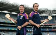 23 August 2016; Kilmacud Crokes hurlers Niall Corcoran, left, and Ryan Dwyer during the launch of the Kilmacud Crokes Hurling 7s sponsored by Applegreen at Croke Park in Dublin. Photo by Cody Glenn/Sportsfile