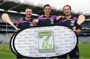 23 August 2016; Kilmacud Crokes hurlers, from left, Niall Corcoran, Sean McGrath and Ryan Dwyer during the launch of the Kilmacud Crokes Hurling 7s sponsored by Applegreen at the Croke Park in Dublin. Photo by Cody Glenn/Sportsfile