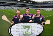 23 August 2016; Kilmacud Crokes hurlers, from left, Niall Corcoran, Sean McGrath and Ryan Dwyer during the launch of the Kilmacud Crokes Hurling 7s sponsored by Applegreen at the Croke Park in Dublin. Photo by Cody Glenn/Sportsfile