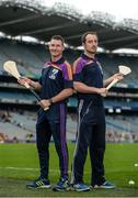 23 August 2016; Kilmacud Crokes hurlers Niall Corcoran, left, and Ryan Dwyer during the launch of the Kilmacud Crokes Hurling 7s sponsored by Applegreen at the Croke Park in Dublin. Photo by Cody Glenn/Sportsfile