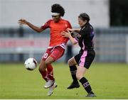 23 August 2016; Charity Adule of Biik-Kazygurt in action against Aisling Frawley of Wexford Youths WFC during the UEFA Women’s Champions League Qualifying Group game between Wexford Youths WFC and Biik-Kazygurt at Ferrycarrig Park in Wexford. Photo by Seb Daly/Sportsfile