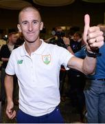 24 August 2016; Rob Heffernan at Dublin Airport as Team Ireland arrive home from the Games of the XXXI Olympiad at Dublin Airport in Dublin. Photo by Seb Daly/Sportsfile