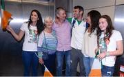 24 August 2016; Runner Thomas Barr with, from left to right, sister Jessie, grandmother Breda French, father Tommy, mother Martina, and cousin Izzy French at Dublin Airport as Team Ireland arrive home from the Games of the XXXI Olympiad at Dublin Airport in Dublin. Photo by Seb Daly/Sportsfile
