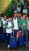 24 August 2016; Team Ireland athletes, including Paddy Barnes, front left, and Thomas Barr, behind right, at Dublin Airport as Team Ireland arrive home from the Games of the XXXI Olympiad at Dublin Airport in Dublin. Photo by Seb Daly/Sportsfile